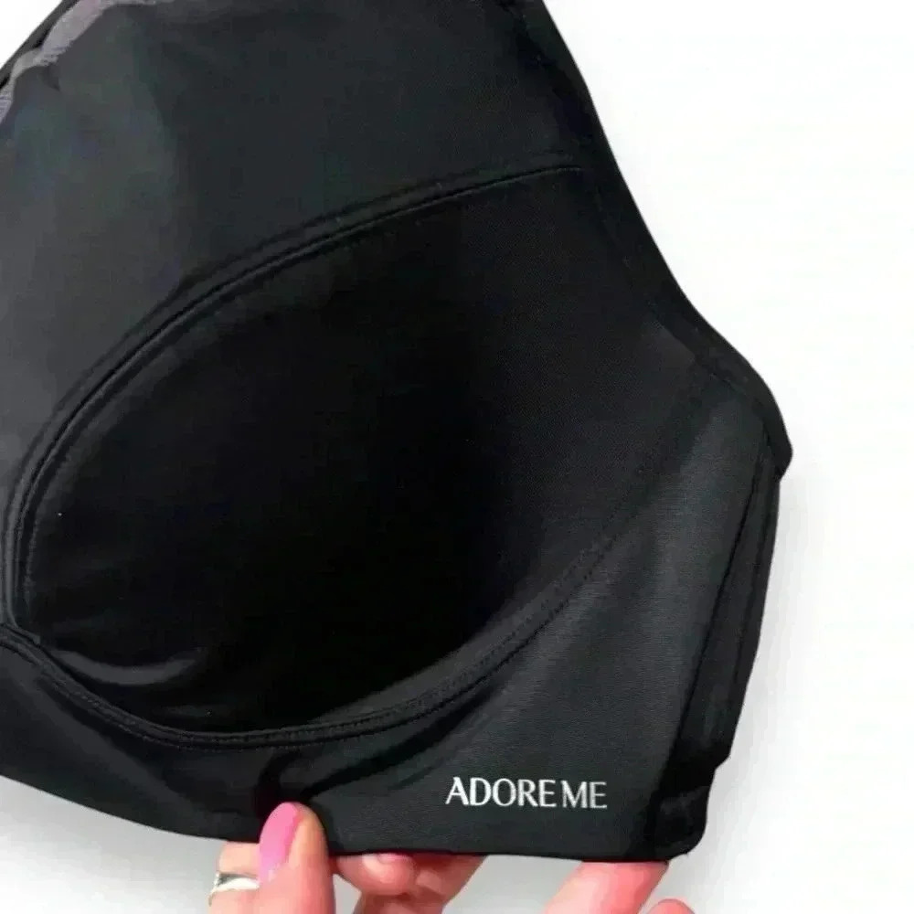Adore Me Gray and Black High Impact 36D Adjustable Straps Contour Sports Bra - Picture 6 of 14